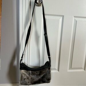 Stylish Black and Gray Sealskin and leather Shoulder Bag